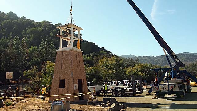 Bell house being placed on the tower 10/7/15